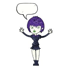 cartoon vampire girl with speech bubble N243