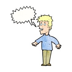 Cartoon happy boy with speech bubble N248