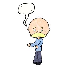 cartoon man with mustache speech bubble N96