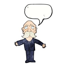 cartoon disapointed old man with speech bubble N3