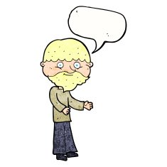 cartoon happy bearded man with speech bubble N11