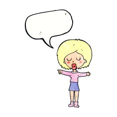 cartoon pointing woman with speech bubble N31