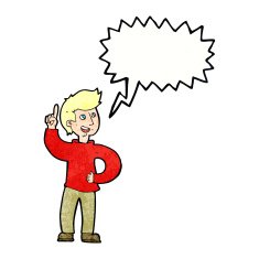 cartoon man with idea speech bubble N120