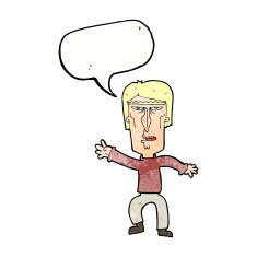 cartoon angry man waving warning with speech bubble N11
