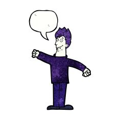 cartoon happy vampire with speech bubble N44