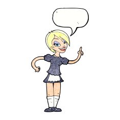 cartoon waitress taking order with speech bubble N21