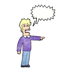 cartoon man accusing with speech bubble N22