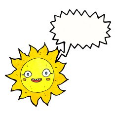 cartoon happy sun with speech bubble N14