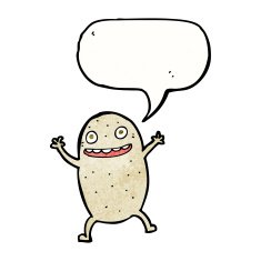 cartoon happy potato with speech bubble N11