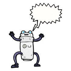 cartoon robot with speech bubble N207