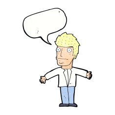 cartoon confused man with speech bubble N41