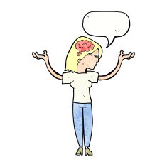 cartoon intelligent woman with speech bubble N22