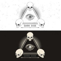 Retro vintage badge or logotype with skull N2