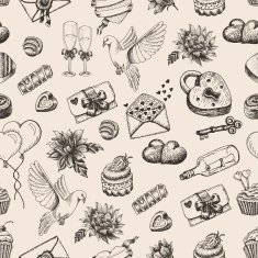 Vector seamless pattern with hand drawn valentine's day elements