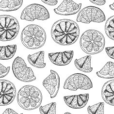 Seamless vector pattern with doodle citrus fruits