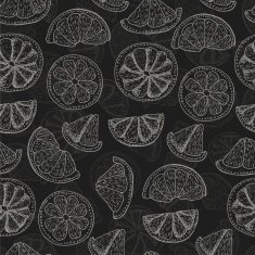 Seamless vector pattern with doodle citrus fruits on a dark