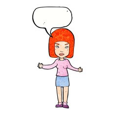 cartoon annoyed woman with speech bubble N194