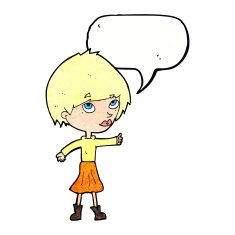 cartoon woman giving thumbs up symbol with speech bubble N74