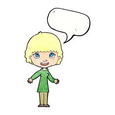 cartoon happy woman with speech bubble N272