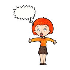 cartoon amazed woman with speech bubble N11