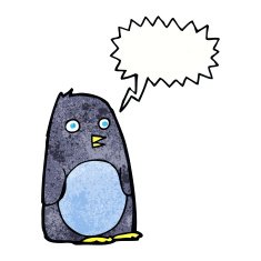 cartoon penguin with speech bubble N21
