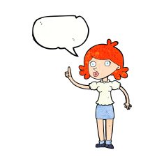 cartoon woman with idea speech bubble N269