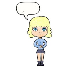 cartoon happy woman with speech bubble N273