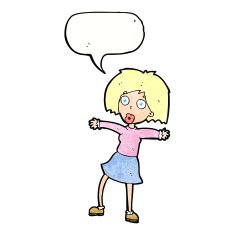 cartoon surprised woman with speech bubble N258
