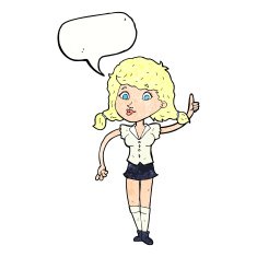 cartoon pretty woman with idea speech bubble N74