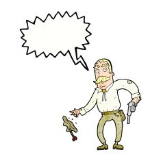 cartoon wild west cowboy with speech bubble N9