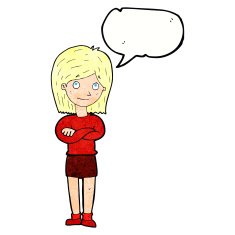 cartoon friendly girl rolling eyes with speech bubble N11