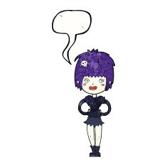 cartoon happy vampire girl with speech bubble N42