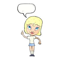 cartoon woman with idea speech bubble N270
