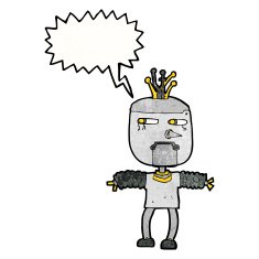 cartoon robot with speech bubble N208
