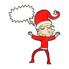 santa's helper cartoon with speech bubble N11