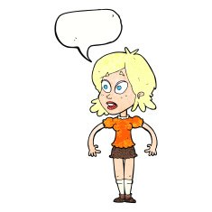 cartoon surprised woman with speech bubble N259