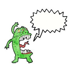 cartoon crazy monster with speech bubble N11