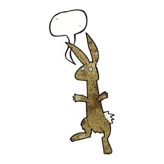 cartoon rabbit with speech bubble N95