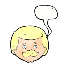 cartoon man with mustache speech bubble N97