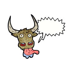 cartoon cow face with speech bubble N9