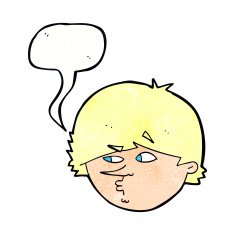 cartoon suspicious man with speech bubble N42