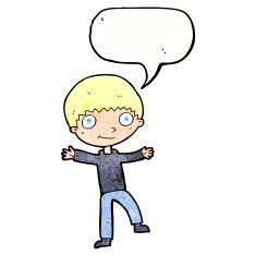 Cartoon happy boy with speech bubble N251