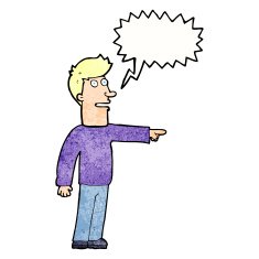 cartoon man pointing with speech bubble N211