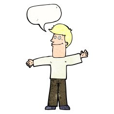 cartoon happy man with speech bubble N487