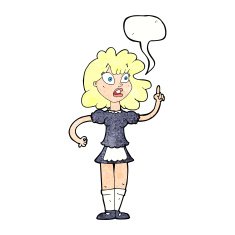 cartoon worried maid with speech bubble N11