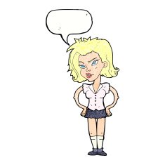 cartoon woman with hands on hips speech bubble N234