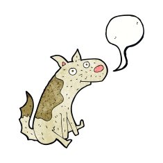 cartoon sitting dog with speech bubble N10