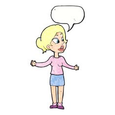 cartoon pretty woman explaining something with speech bubble N11
