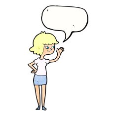 cartoon friendly girl waving with speech bubble N11