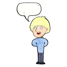 cartoon happy man with speech bubble N488